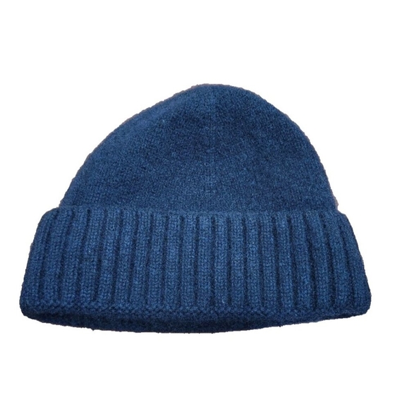 100% Cashmere Beanie Hat Navy Blue Soft Rib Knit Winter Warm Unisex Madein Nepal - Picture 2 of 6